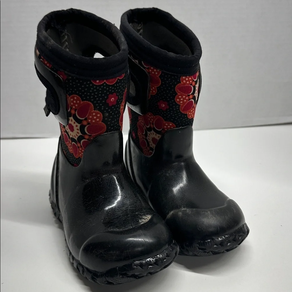 Bogs Boots Snow Rain Waterproof Insulated Pull On Black Kids Infants Size 7
